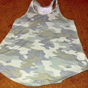 Mudd Camo SMALL olive shades of green racer back tank top EUC